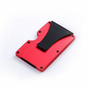 PIROS FÉM RFID BIZTOS BANKKÁRTYA ÉS PAPÍRPÉNZ TARTÓ SZÁLCSISZOLT