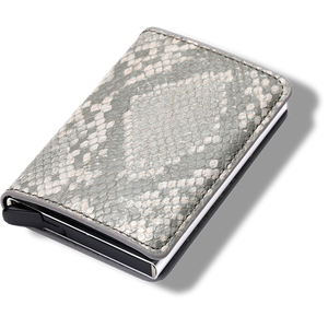 PUHA SZÜRKE KÍGYÓBŐR MINTÁS  RFID BLOKKOLÓS MINI PÉNZTÁRCA