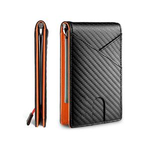 KARBON MINTÁS, FEKETE -ORANGE, RFID BLOKKOLÓS AUSTIN MINI PÉNZTÁRCA 