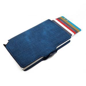 KÉK JEANS MINTÁZATÚ RFID BLOKKOLÓS MINI PÉNZTÁRCA PATENTOS