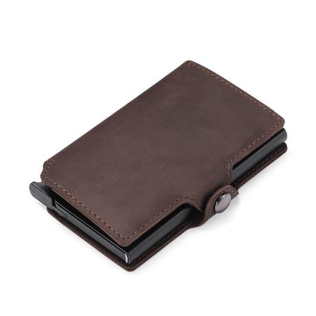 BARNA BŐR RFID BLOKKOLÓS MINI PÉNZTÁRCA, PATENTOS