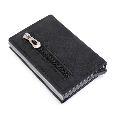 FEKETE RFID BLOKKOLÓS MINI PÉNZTÁRCA MÁGNESES, ZIPZÁRAS