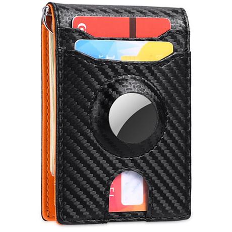 AIRTAG-TARTÓS FEKETE, ORANGE RFID BLOKKOLÓS MINI PÉNZTÁRCA 